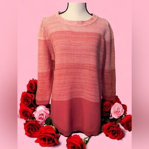 Women’s Allison Daley Ombré, Pinks. Size Large, 3/4 Sleeves